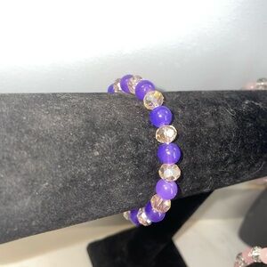 Handmade Purple and champagne Beaded Bracelet